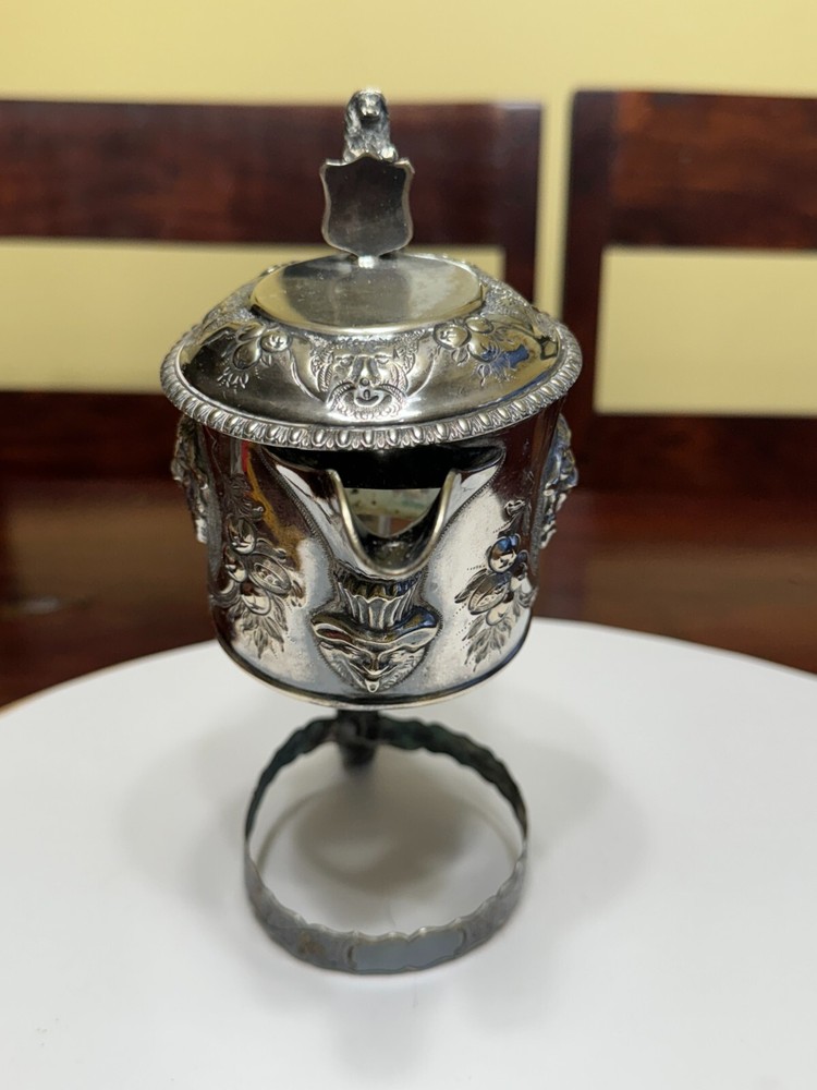 VINTAGE SILVER PLATED CARAFE PITCHER DECANTER WITH ETCHING- RENISSANCE WINE