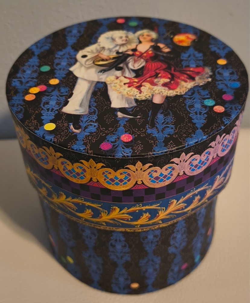 Punch Studio Harlequin trinket storage box round