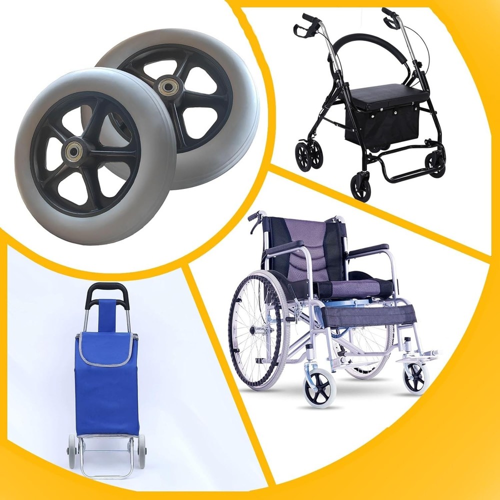 2 PCS 8 x 1.5 Inch Solid Replacement Wheels for Rollator Walker Folding Hand ...