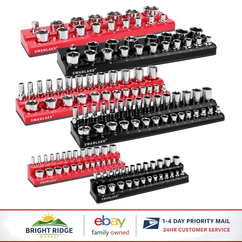 Easy Access Magnetic Socket Organizer with Clear Labels for Tool Management