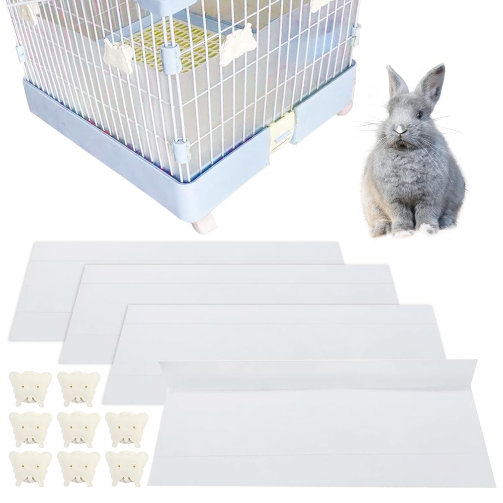 4 Pcs Rabbit Litter Box Shield Guard，Foldable Rabbit Cage Clear Baffles Easy ...