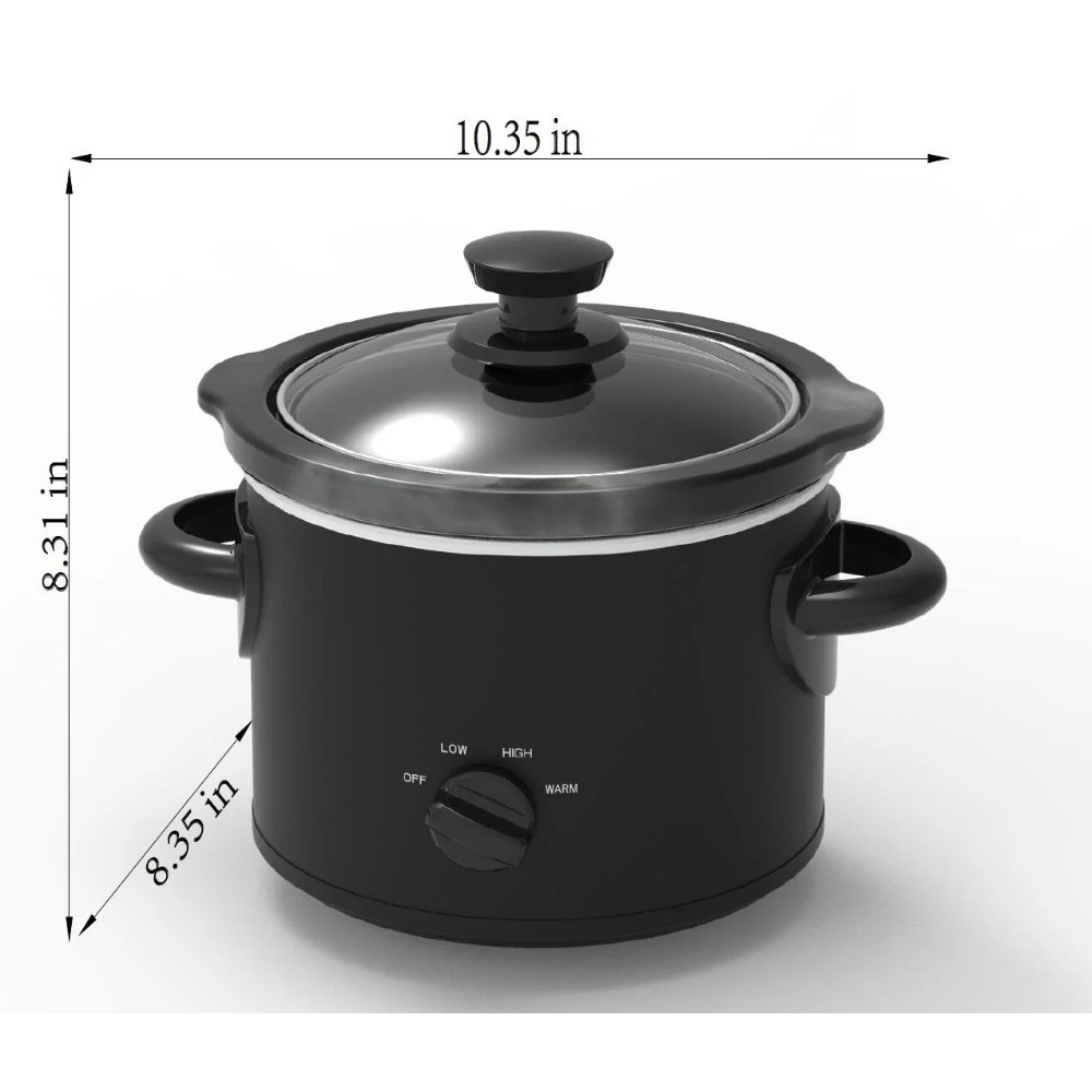2 Qt Manual Slow Cooker, Matte Black