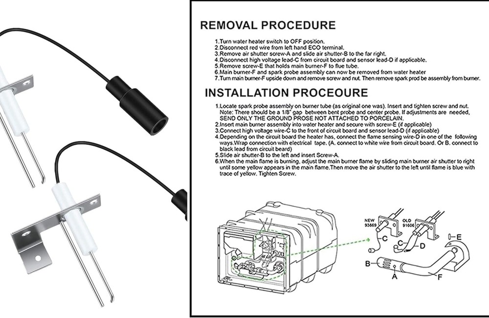 93868 Water Heater Igniter Electrode with Spark Probe,RV 1Pack