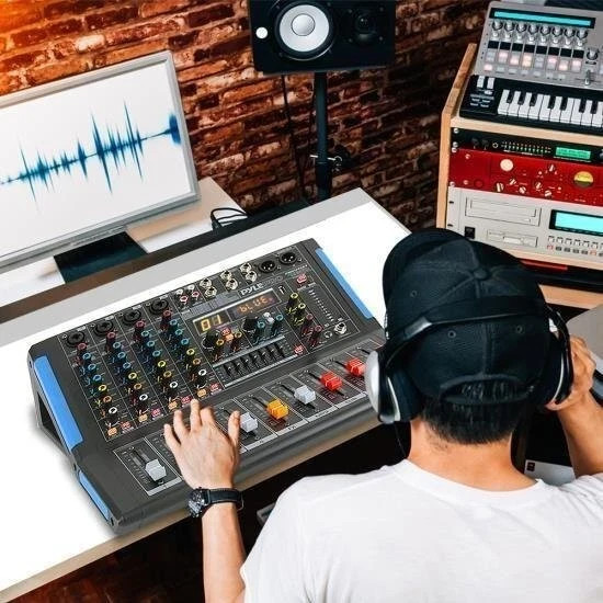 Pyle 4 Ch. Studio DJ Controller Audio Mixer w/Equalizer, MP3/CD Player PMXU46BT