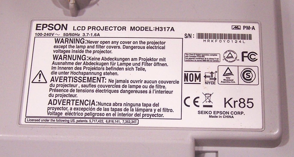 Complete Epson BrightLink 450Wi Interactive Projector / H317A lamp hours 41