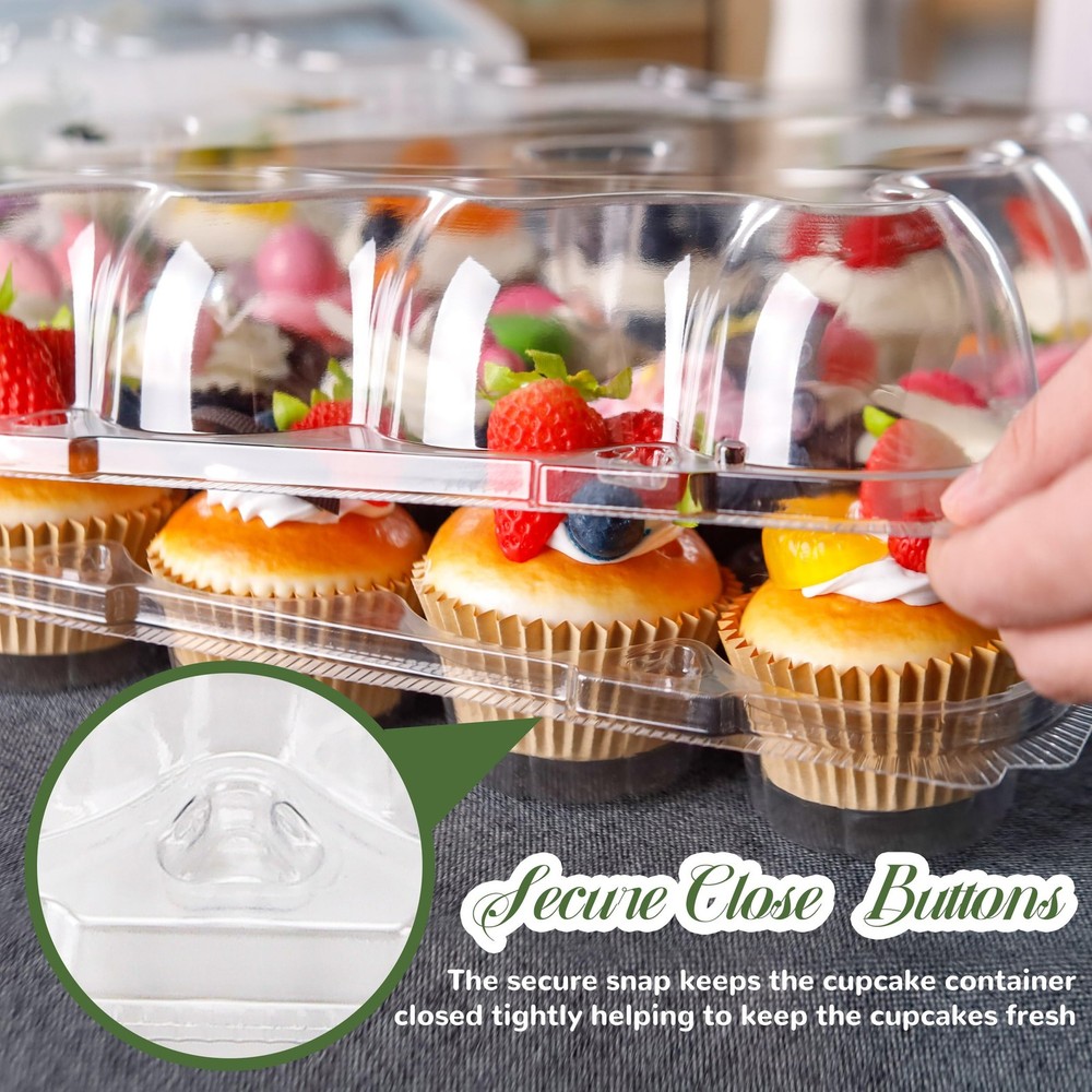 24 Count Cupcake Containers 10 Pack Cupcake Holders Plastic Stackable Cupcake...