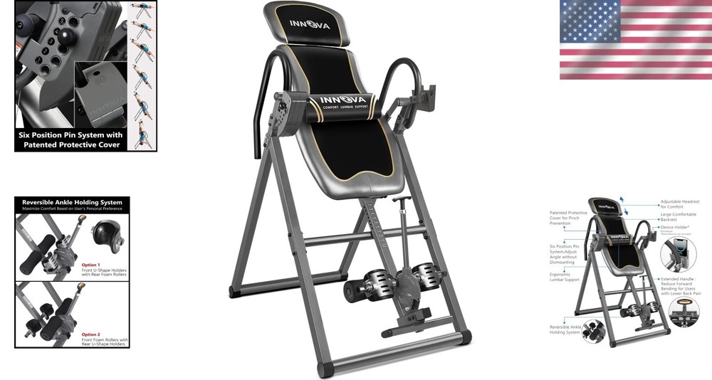 Inversion Table for Home Use with Adjustable Headrest and Extended Ankle Holders
