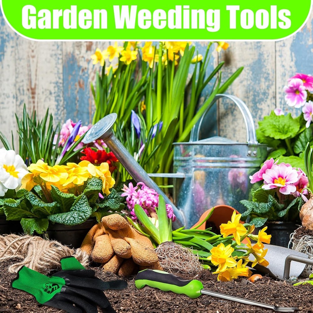 12.8'' Dandelion Weed Puller Tool with Soft Handle Polished Stainless Steel Gard