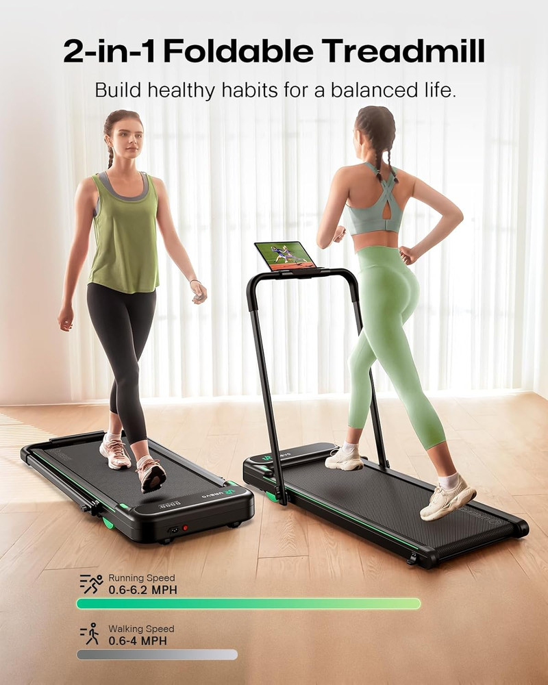 Strol 2E Smart 2-In-1 Folding Treadmill, Compact Walking Pad with Safety Handle,