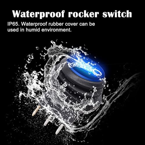 12V Round Rocker Switch Waterproof with Shell Waterproof style Blue waterproof