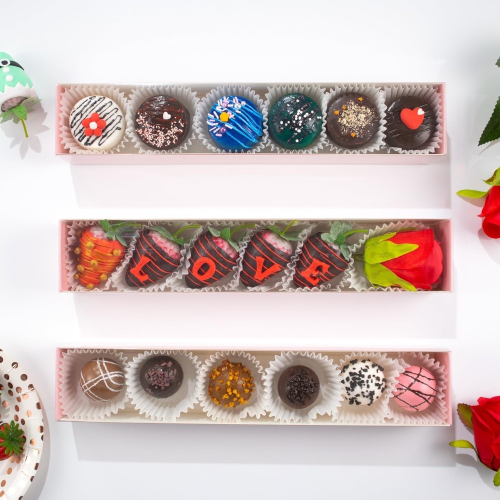 20Pack 12x2¼"x2 Inch Strawberry Boxes Macaron boxes Chocolate Truffle Boxes