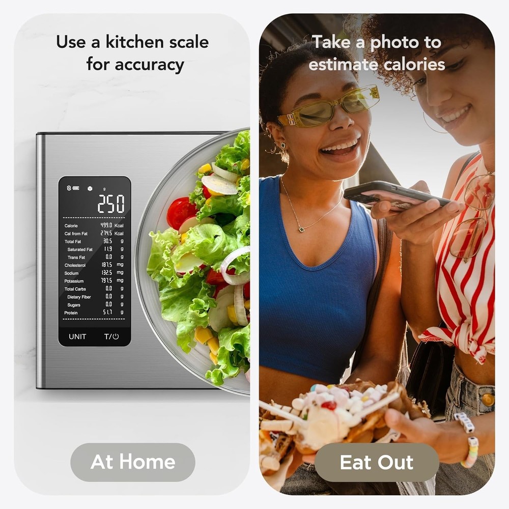AI-Powered Smart Kitchen Scale - 22lb Capacity for Macro Tracking & Weight Loss