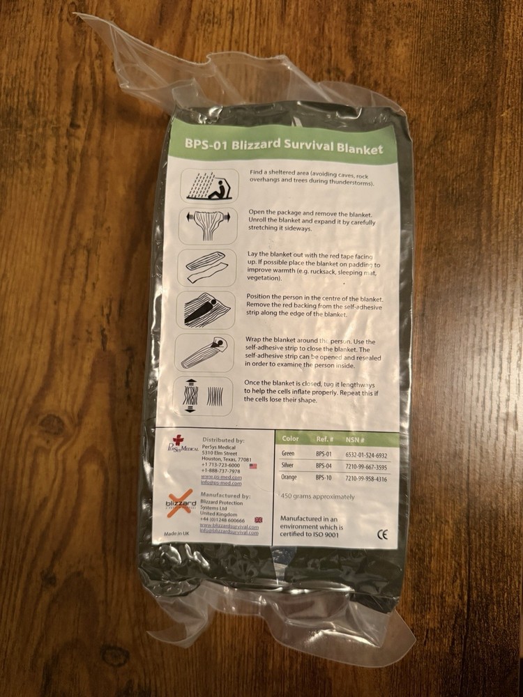 Blizzard Protection BPS-01 Emergency Blanket Green