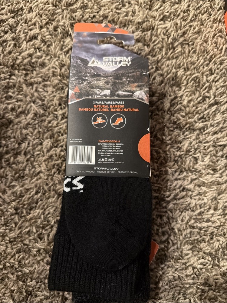 Storm valley men’s Bamboo Boot Socks 2 pairs (black/grey)
