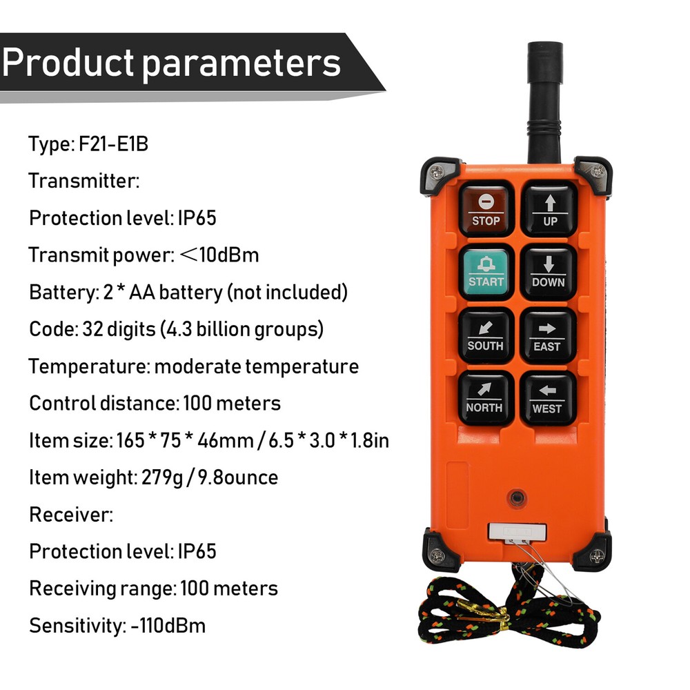 F21-E1B Industrial Wireless Crane Radio Remote Control Hoist Controller R0Y6