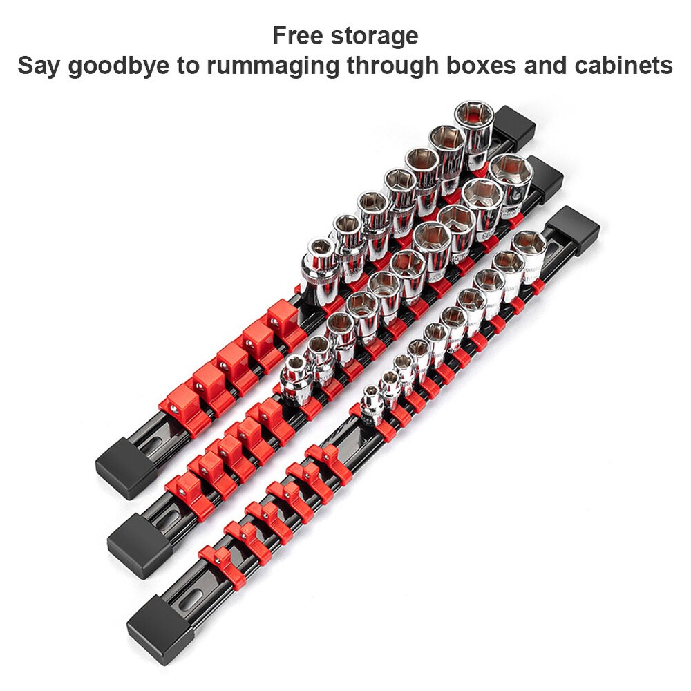 3Pcs Magnetic Socket Organizer Set Metric Socket Holder Tool Box Hold 43 Sockets