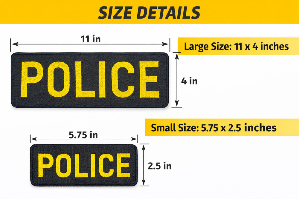Police Patch 2 Pack Hook Loop Tactical Vest Jacket Badge Large Small Set