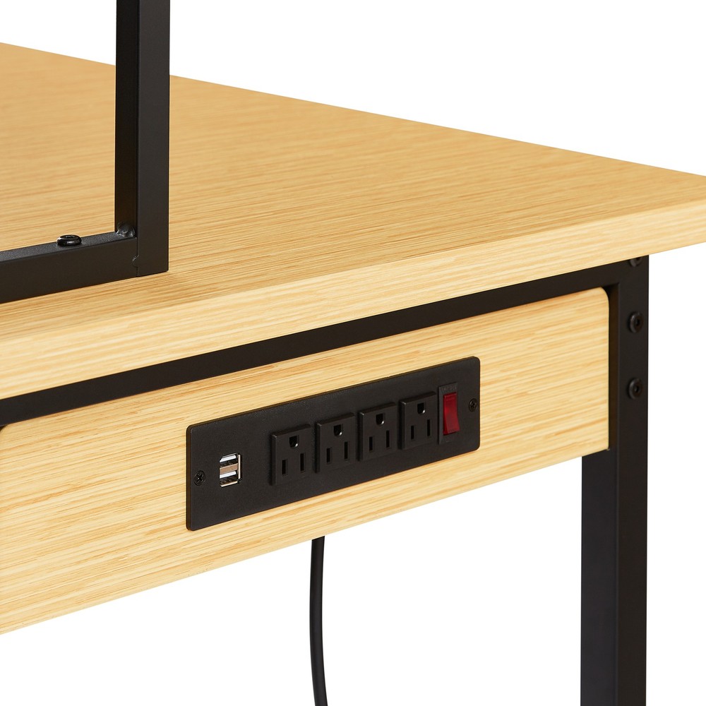 48''Adjustable Workbench with pegboard, Heavy Duty Wooden Desktop