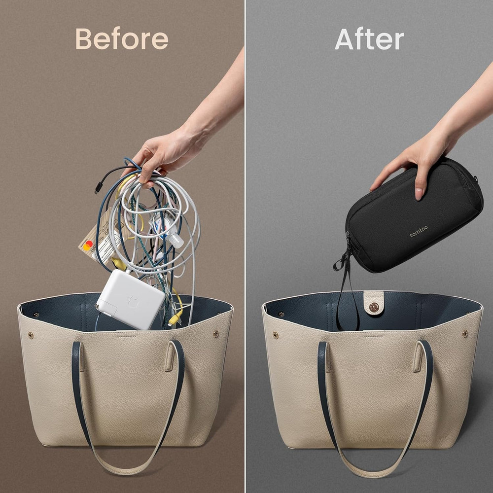 Water-Resistant Dual Compartment Tech Organizer for Travel Accessories