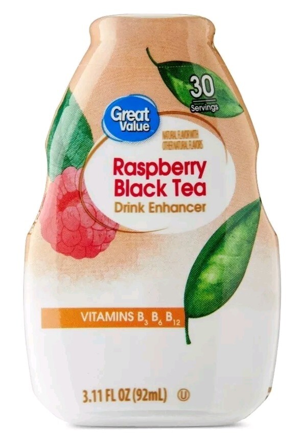 3 Pack Great Value Raspberry Black Tea Drink Enhancer - 90 Servings