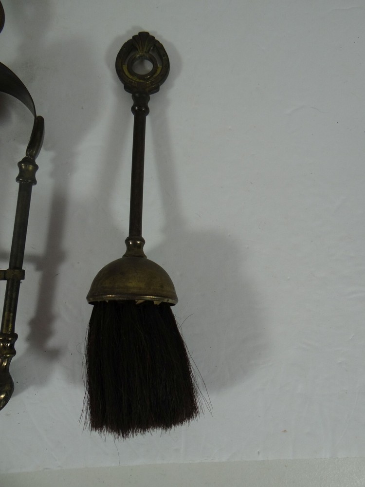 Vintage Ianthe Horseshoe Small Mini Fireplace Tool Set England 4 Tools Brass