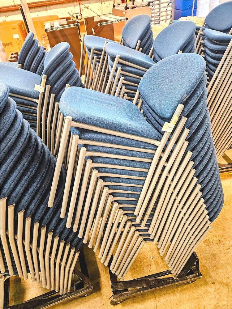 32 UNITS - TWO RACKS of 16 VERSA KI STACKABLE CHAIRS RACK ON WHEELS FREE SHIP