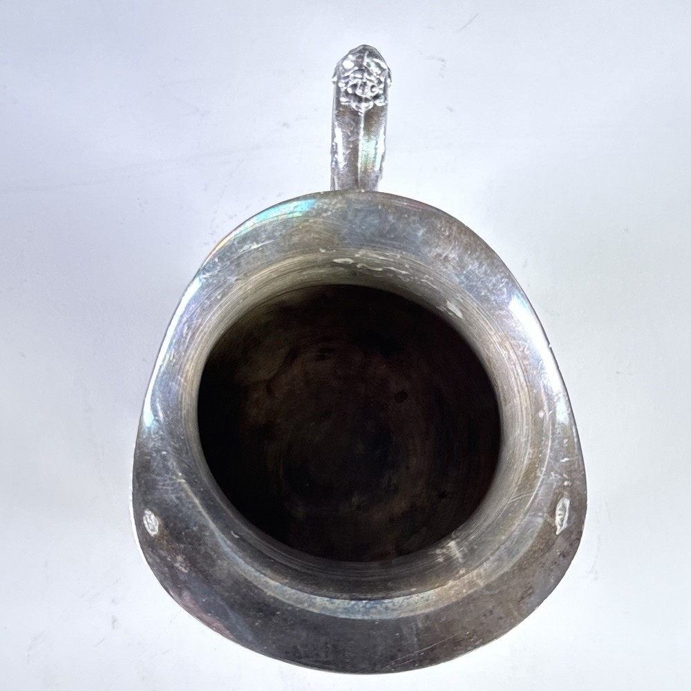 Vintage Leonard Silverplate Water Pitcher Paw Feet Scroll Handle