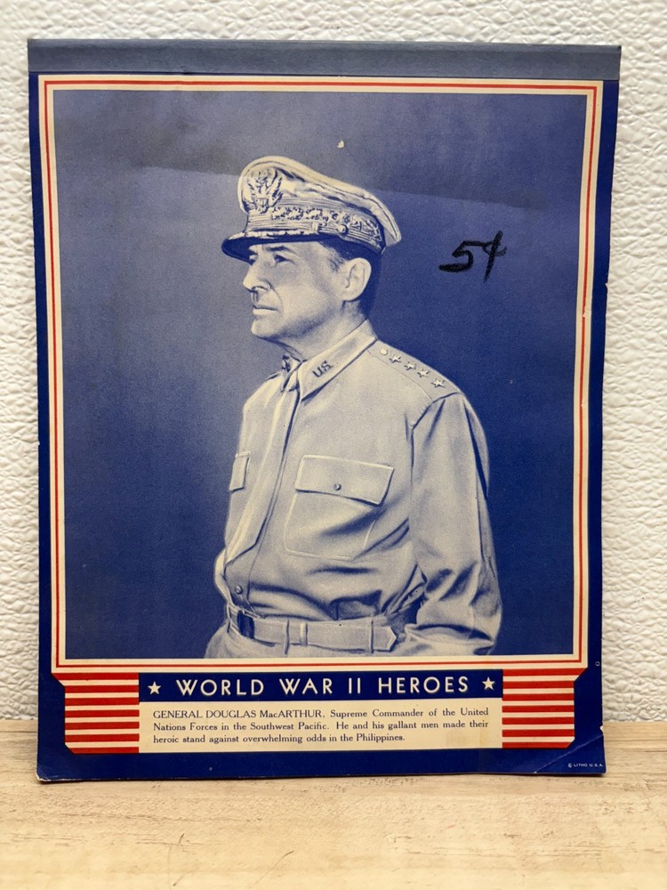 Vintage World War II Heroes General MacArthur Paper Notebook