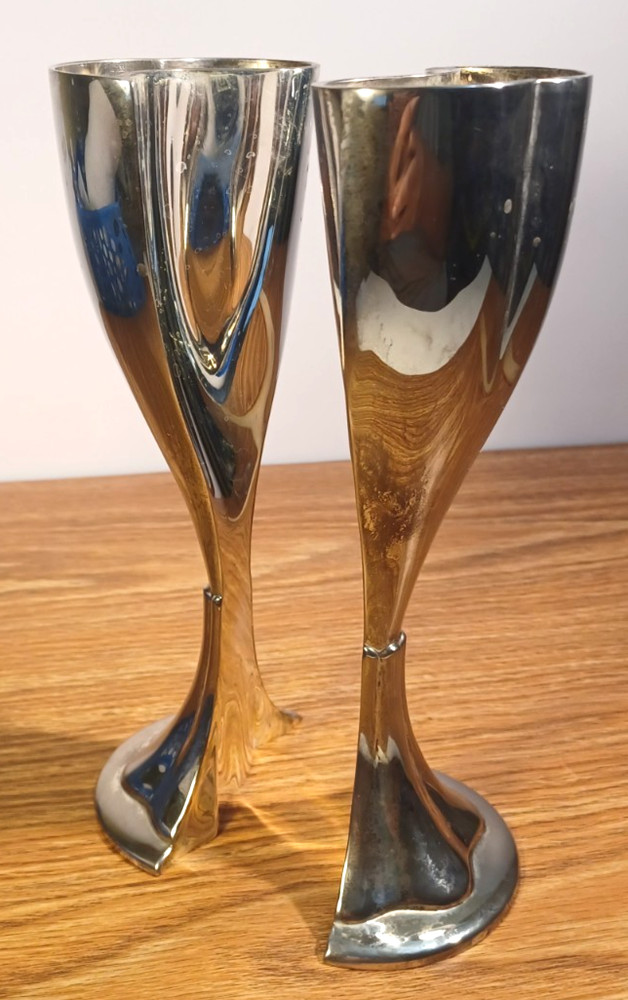 Silver Plated Celebration Cup Split Chalice Goblet 8.5" Tall