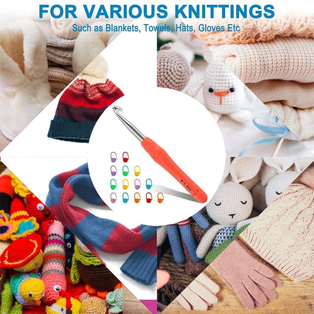 Professional Extra Long 9mm Crochet Hooks, Ergonomic Handle Set for Beginners...