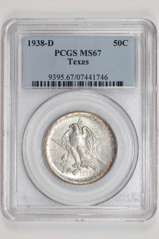 1938-D TEXAS COMMEMORATIVE HALF DOLLAR PCGS MS67