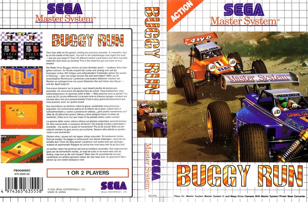 - Buggy Run Master System Box Art Case Insert Cover Only