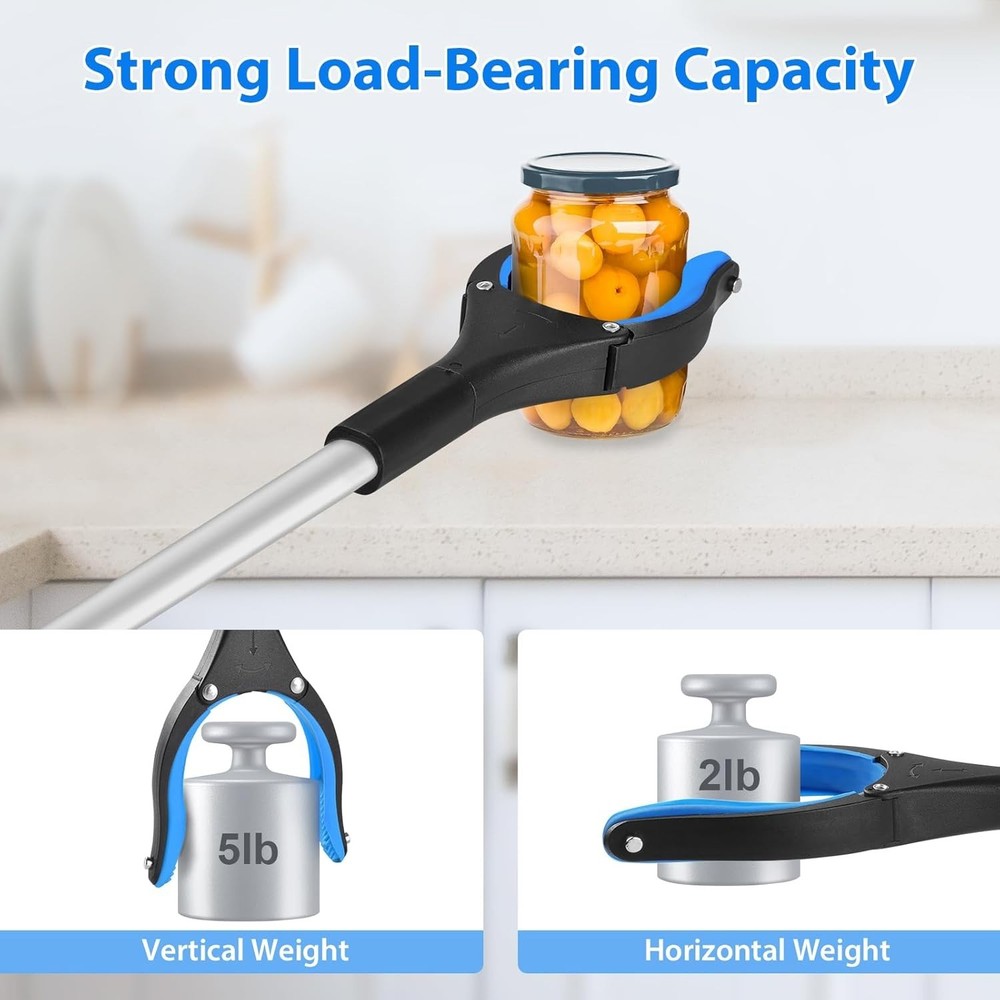 2-Pack 34” Grabber Pickup Tool - Enhanced Grip & Folding Design