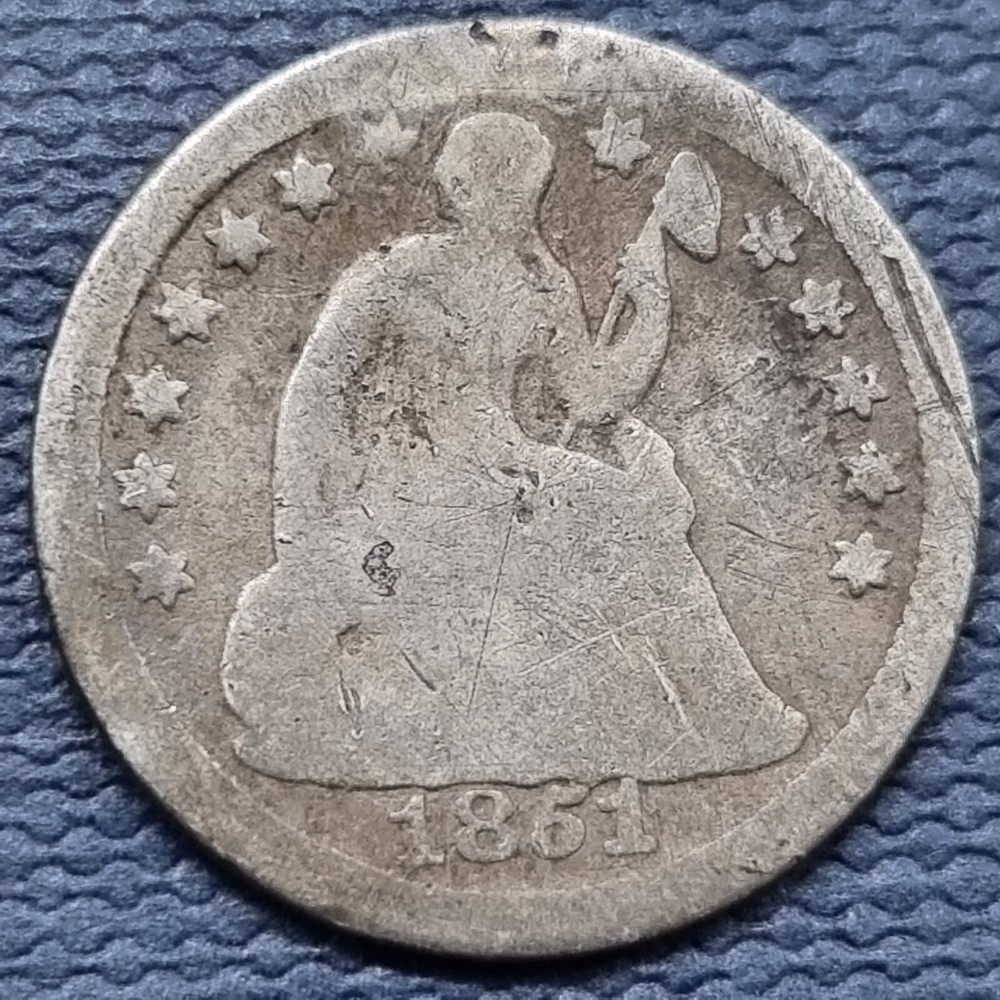 1851 Seated Liberty Half Dime 5c Circulated #62532