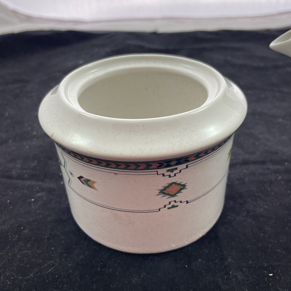 Studio Note Adirondack Creamer and Sugar bowl no lid - Aztec Design