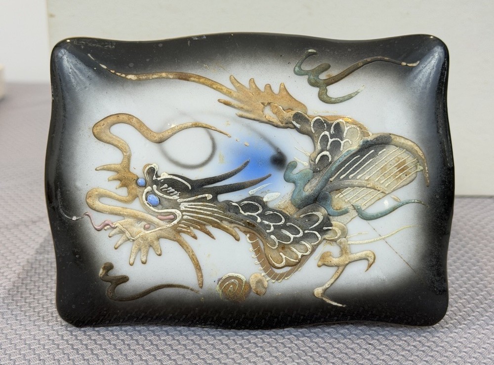 Japanese Dragonware Ceramic Trinket Box 5” x 3.5”