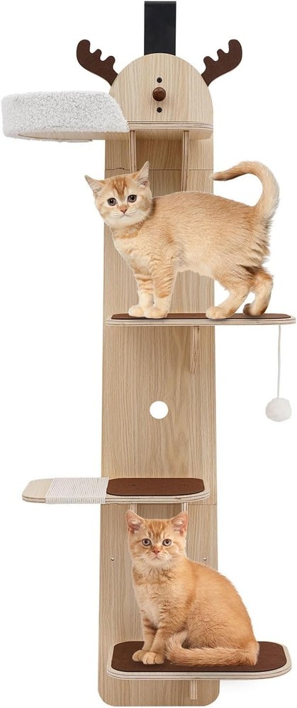 4-Tier Cat Climbing Frame w/ Cat Scratching Board Hanging Cat Climbing Frame