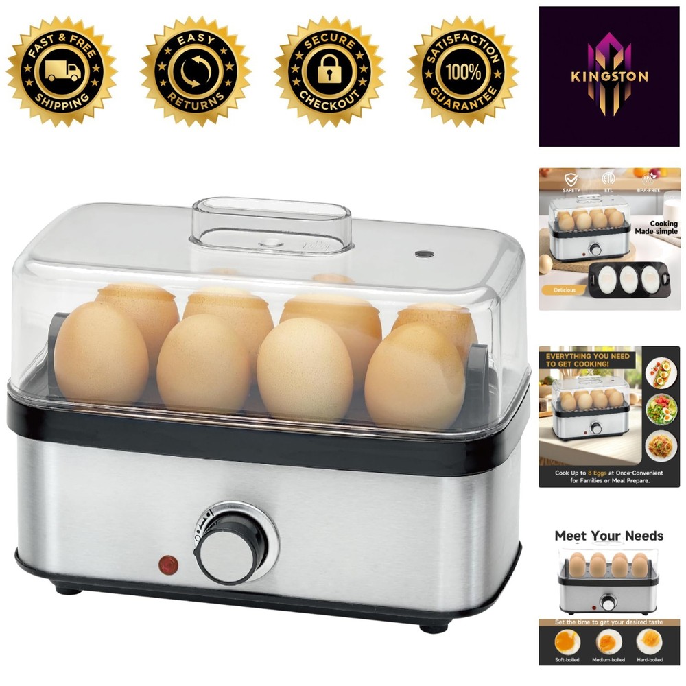Rapid Electric Egg Cooker: 8 Egg Capacity for Perfectly Cooked Eggs Every Time