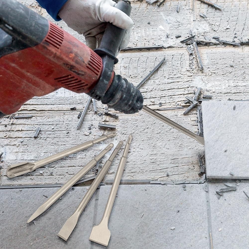 4pcs SDS Chisel Set, Tile Removal Bits, Heavy-Duty Plus Bits for...