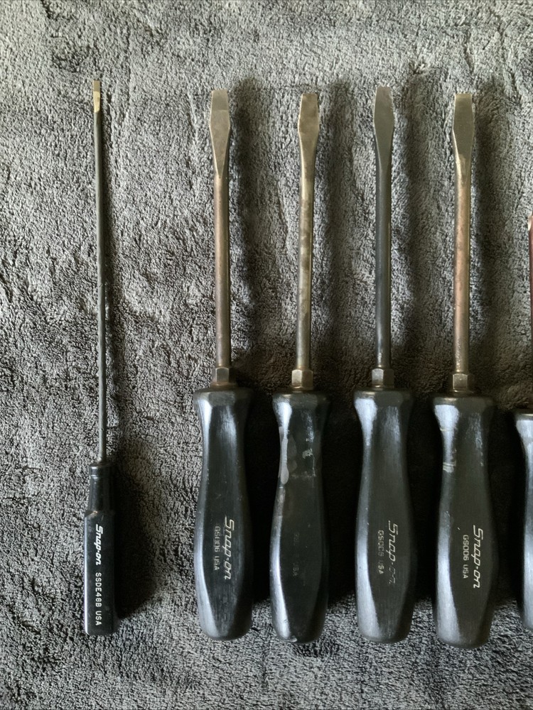 Snap On 7pc Screwdriver Set, Mixed Lot, See Pics….used…..surface Rust On Some