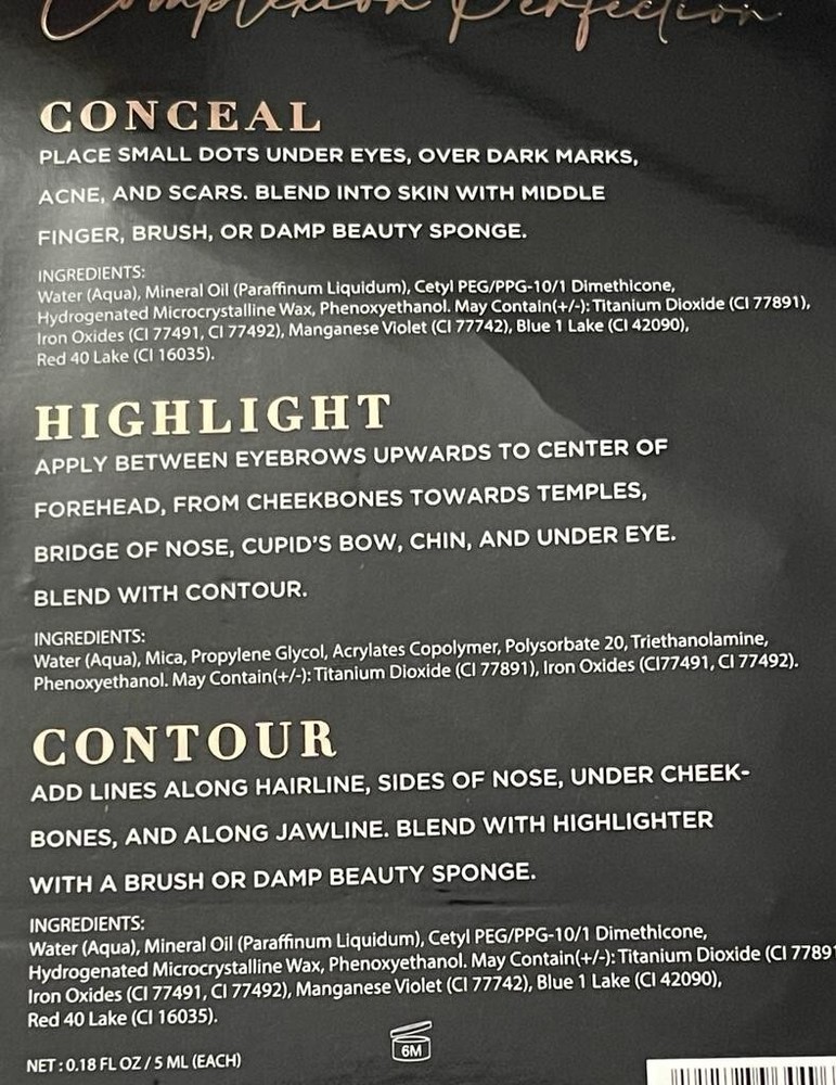 ELLEN TRACY Complexion Trio Set Conceal, Highlight, Contour ~ three steps