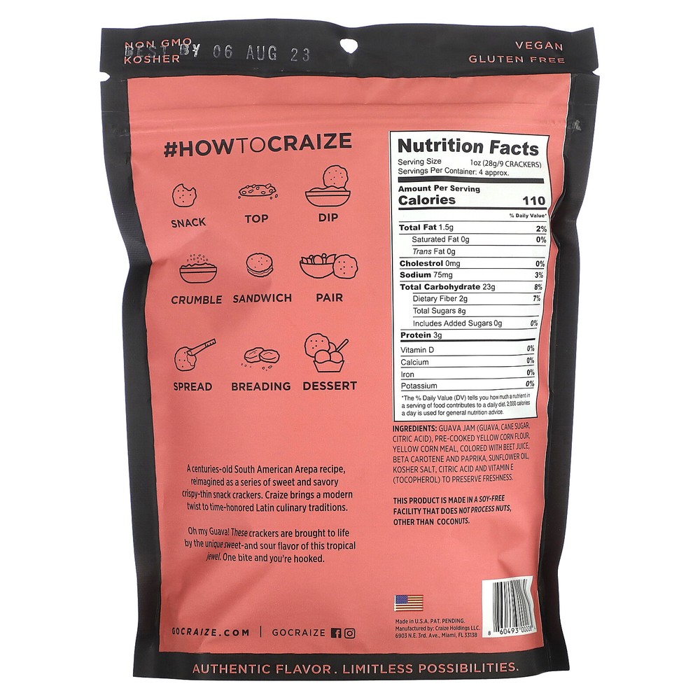 Toasted Corn Cracker, Guava, 4 oz (113 g)