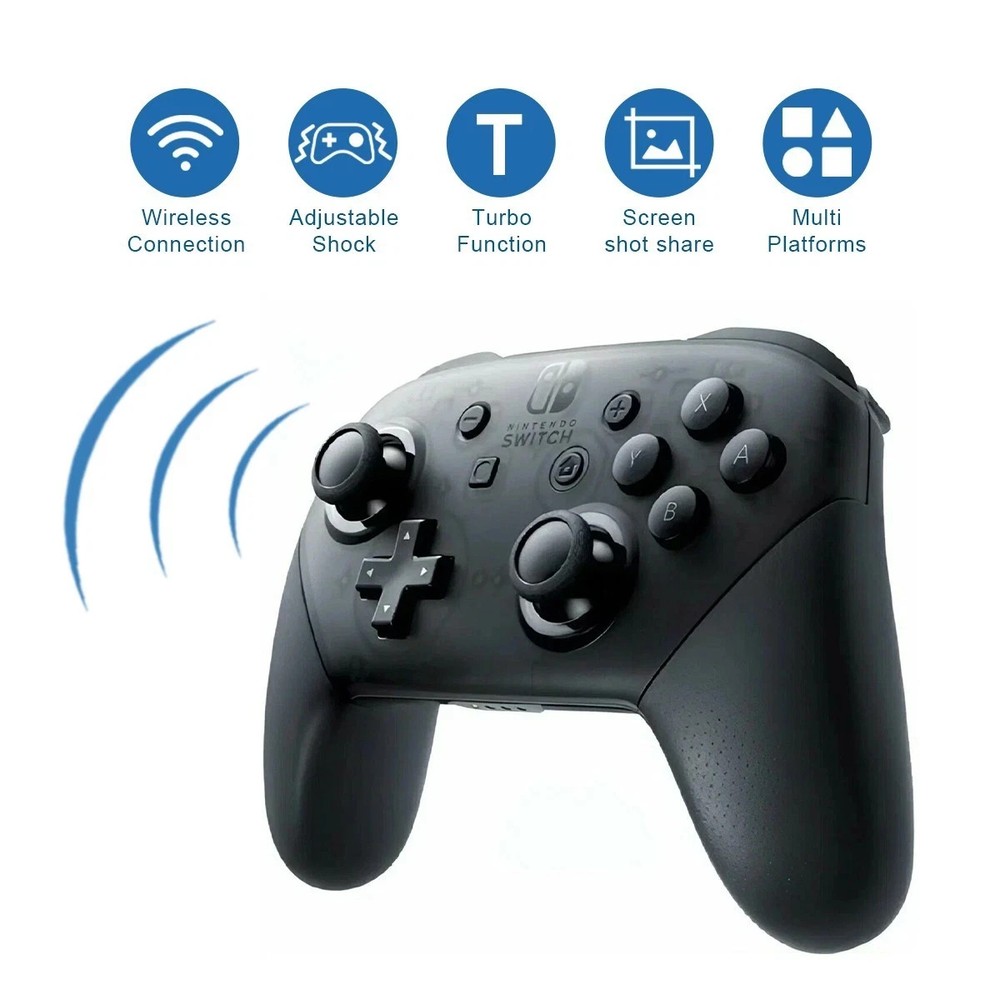 Switch Pro Controller Nintendo Wireless Full Black Function NFC US