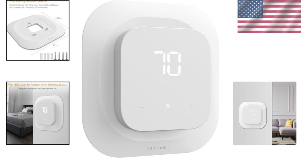 Modern Wall Plate Cover for Amazon Smart Thermostat 2021, Durable Polycarbonate