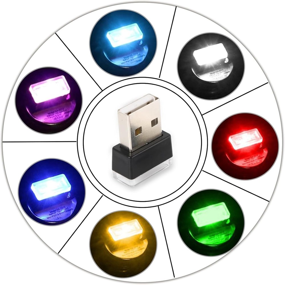 USB Car LED Atmosphere Light 7 Color New