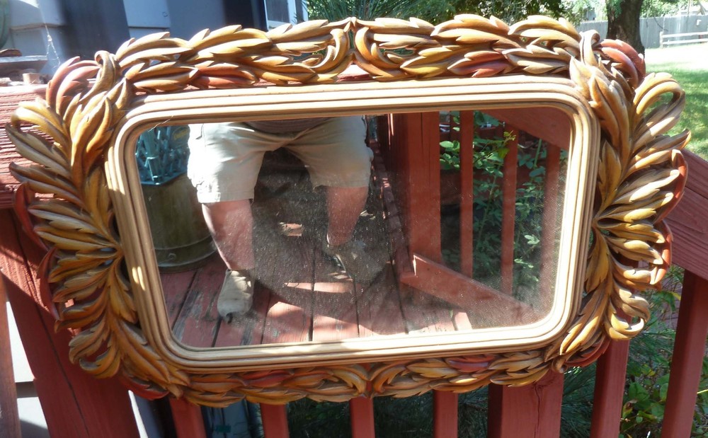 Burwood Rectangular Mirror Leaf Frame,  30 x 19    1970's