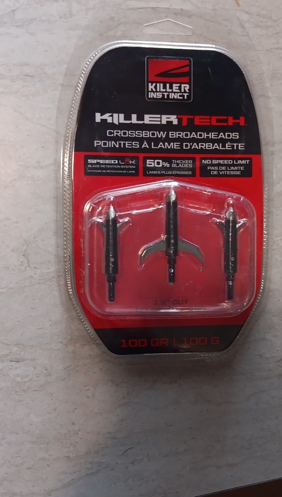 Killer Instinct Killer Tech Crossbow Broadheads 100 Grain Black Silver