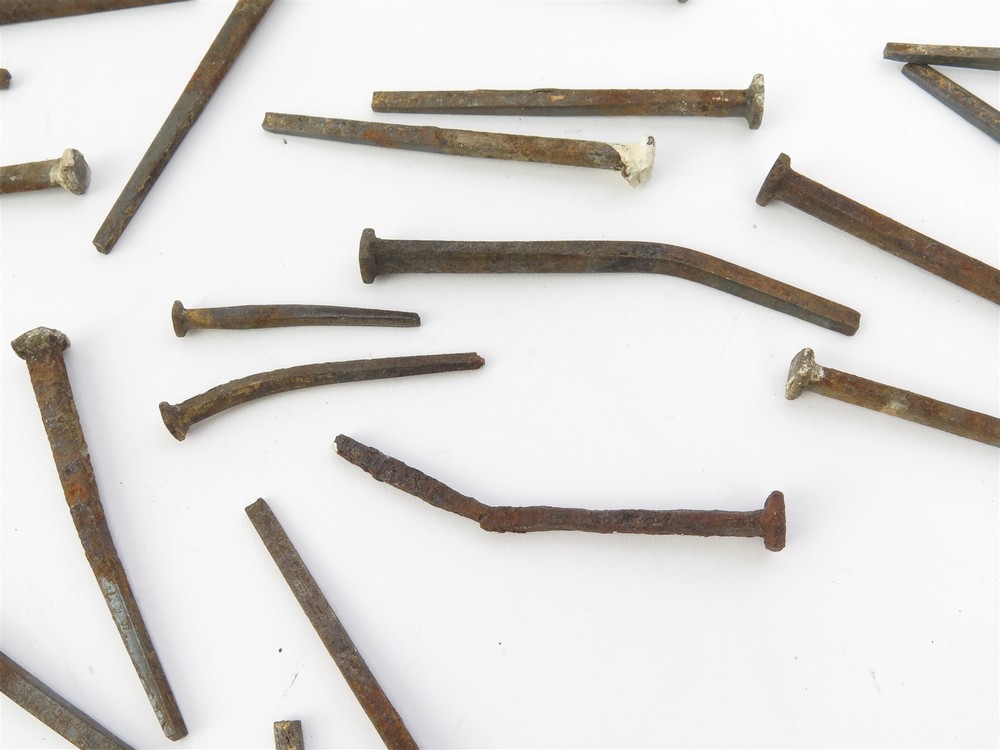 100+ Antique Square Nails, 2"-3" Length, Various Widths