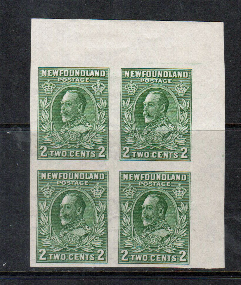 Newfoundland #186c Extra Fine Never Hinged Imperf Block - Light Vertical Crease