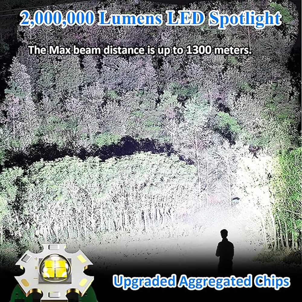 Super Bright LED Searchlight Portable Rechargeable Spotlight Handheld Flashlight